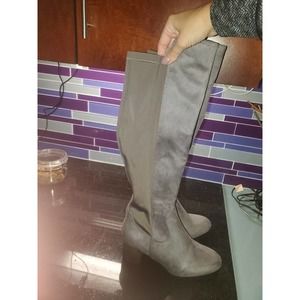 DREAM PAIRS Women's Suede Stretch Knee High Boots Heel Chunky Shoes Size 9.5 US